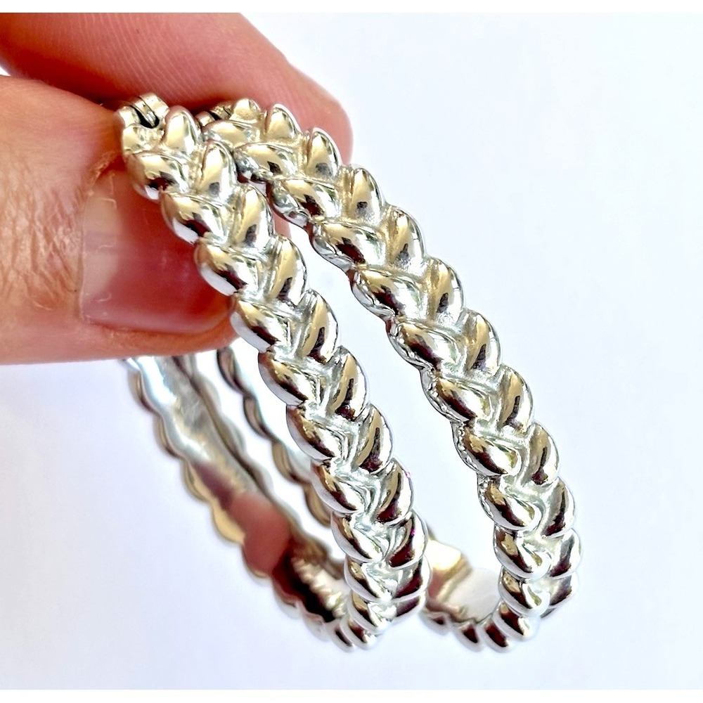 Arthur Court Aluminum Hoop Earrings 1.6 In Oval Braided Discontinued Jewelry